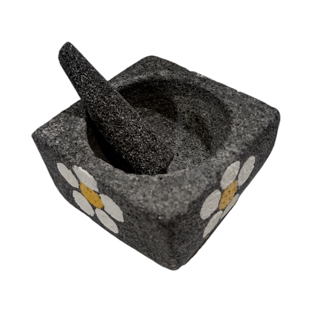 Molcajete mini cuadrado decorado