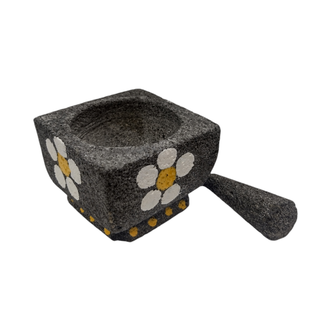 Molcajete mini cuadrado decorado