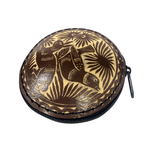 Monedero guaje tallado