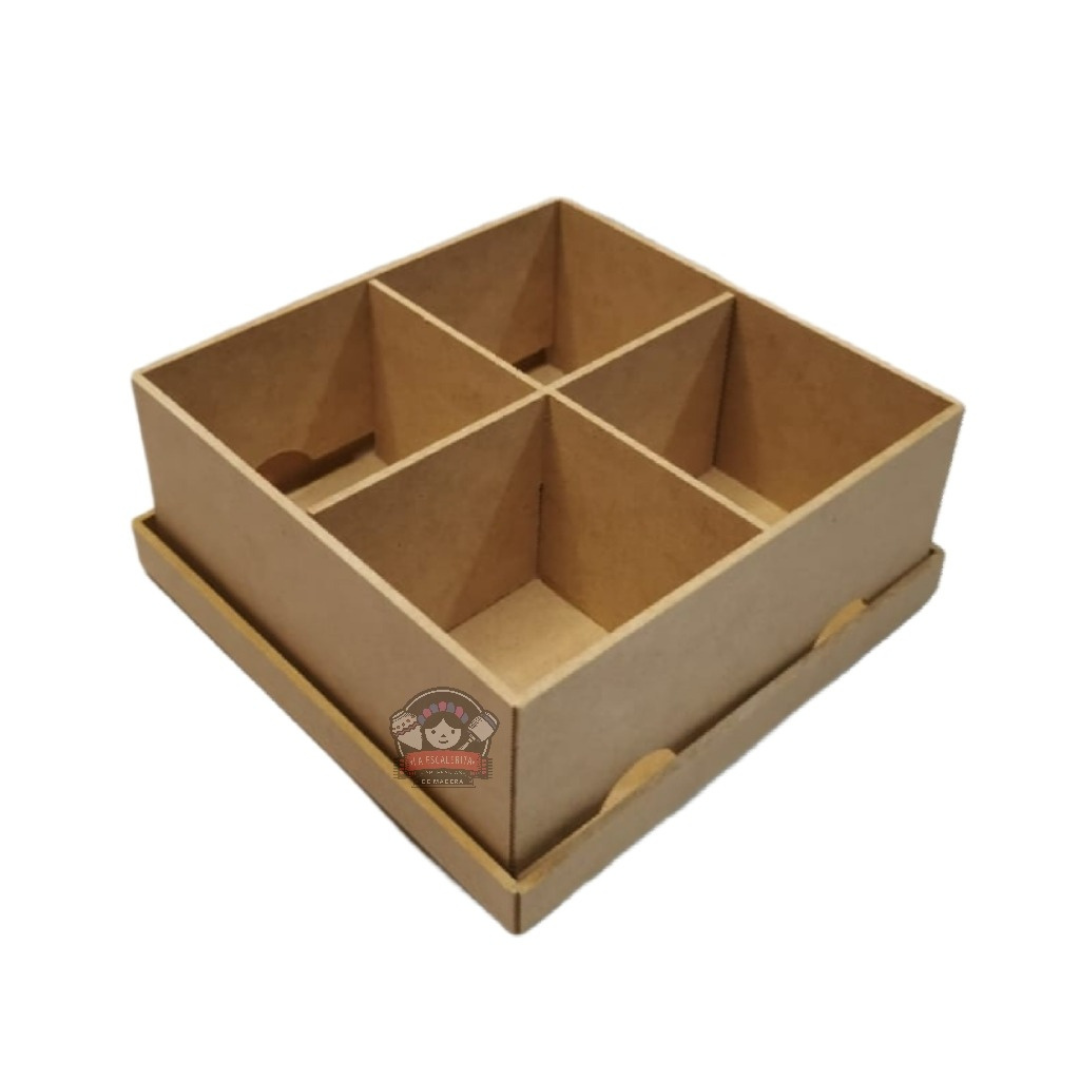 Caja para Té 4 Divisiones MDF